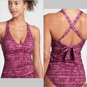 NWT Athleta Plunge Tankini Top Plum Printed